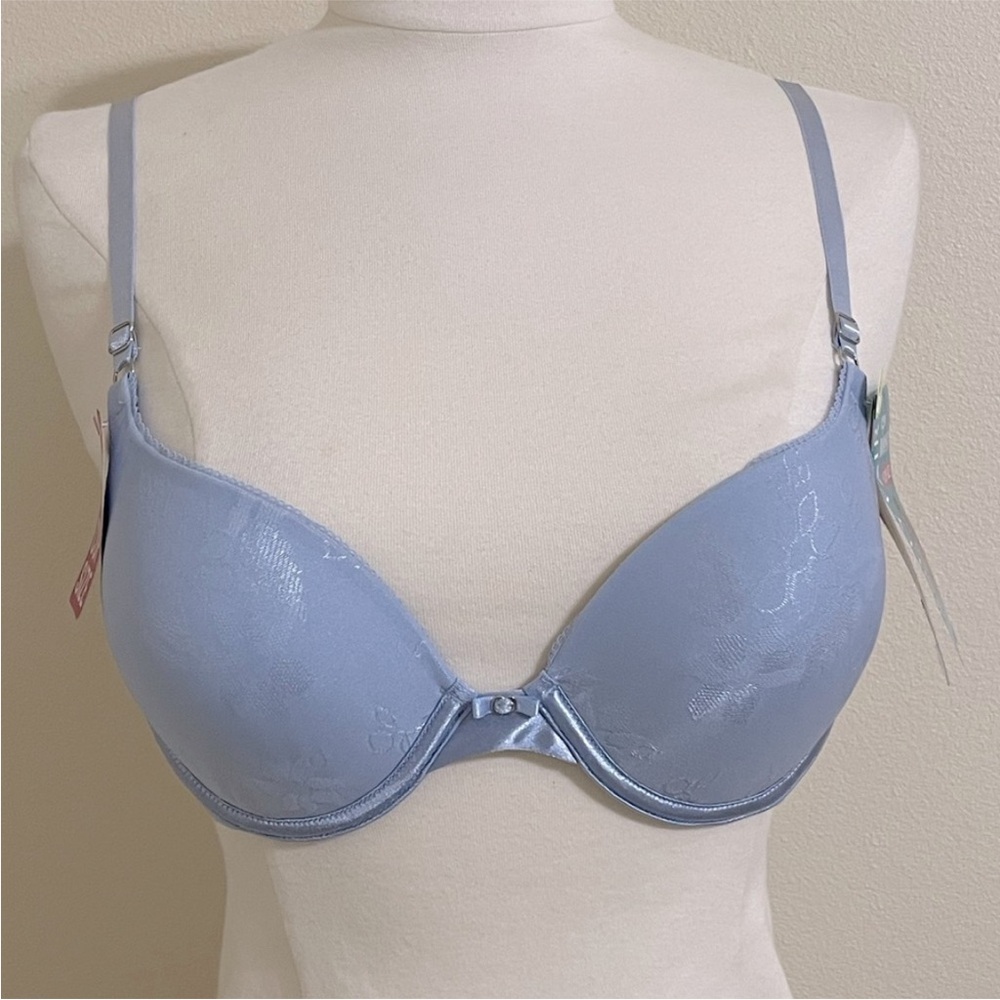 New VANITY FAIR Blue Ego Boost Add-A-Size Push Up Underwire Bra Size 34B